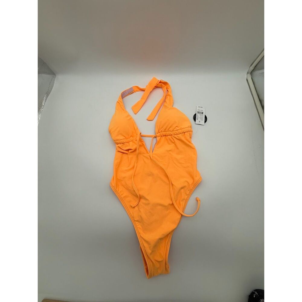 Salero Swim Orange Halter High Cut One Piece Swimsuit